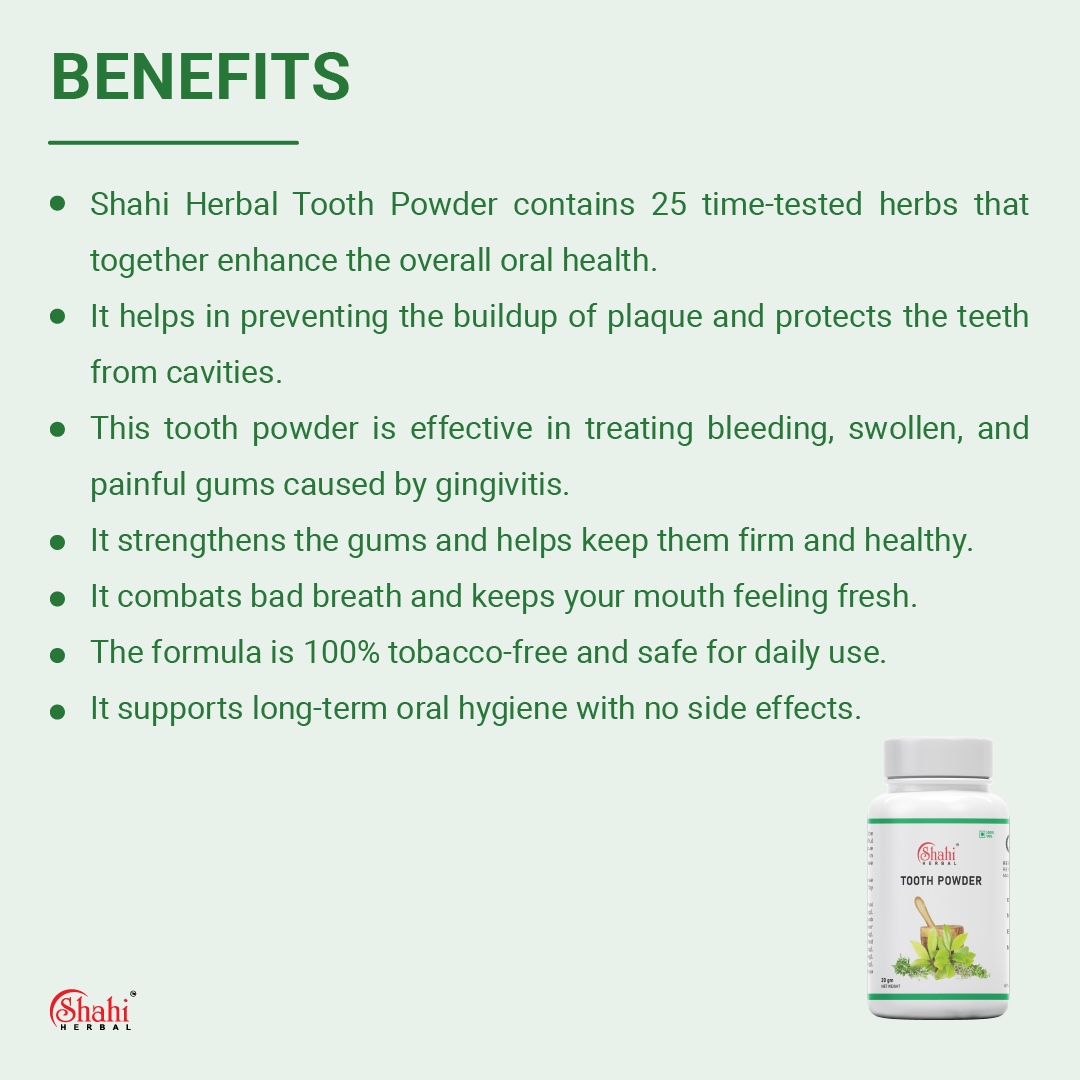 Shahi Herbal - Herbal Products - Tooth Powder - benefits