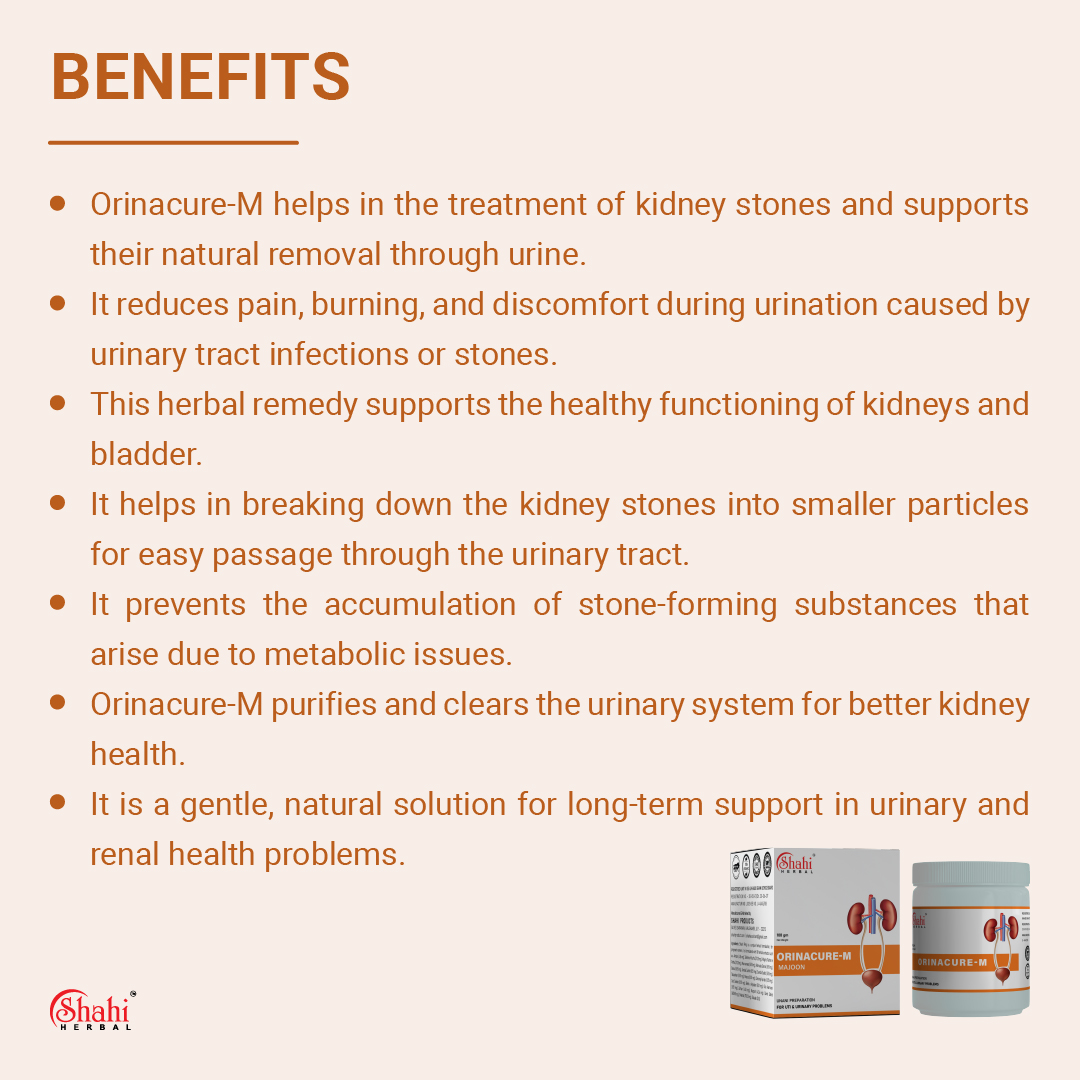 Shahi Herbal - Herbal Products - Orinacure M - benefits